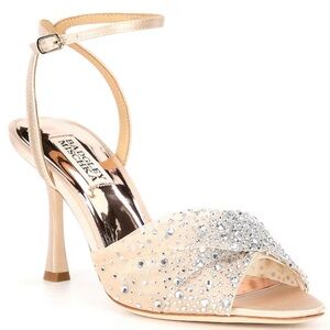 Badgley Mischka Champagne Heels with Silver Accents
